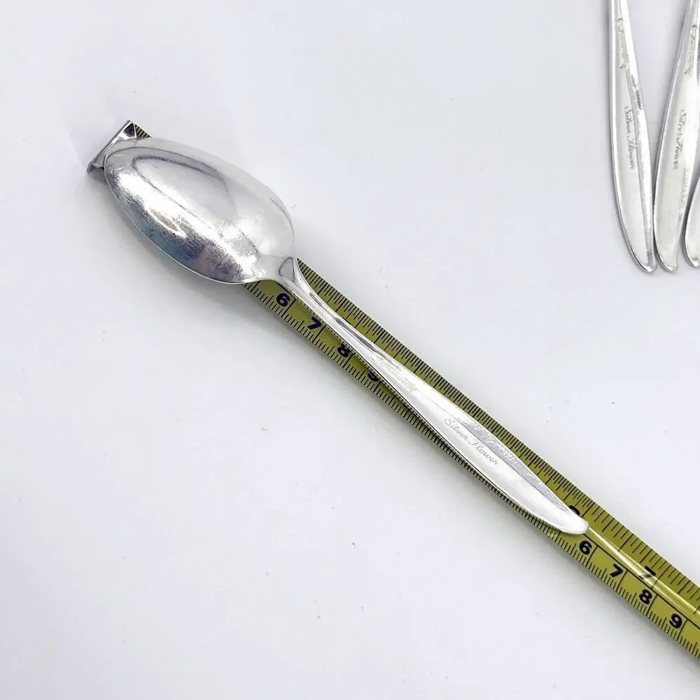 Lot of 11 Oneida Community SILVER FLOWER 1960s Silverplate Oval Teaspoons 5 7/8